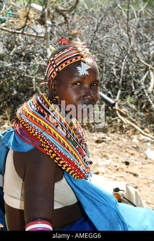 Samburu donna, ritratto, Kenya, Samburu Np Foto Stock