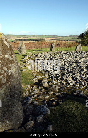 Loanhead recumbent cerchio di pietra e di cremazione cerchio a Daviot, Aberdeenshire, Regno Unito Foto Stock