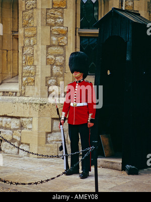 Guardia alla Torre di Londra Inghilterra Foto Stock