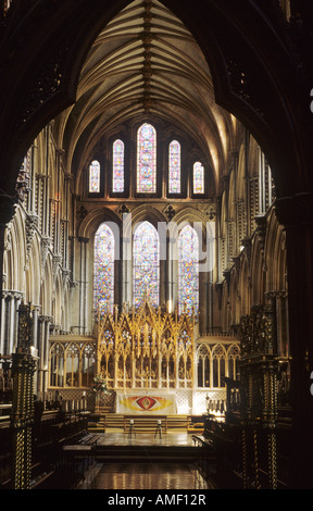 Cattedrale di Ely coro finestra est altare Cambridgeshire Foto Stock