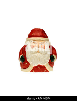 Vintage Santa Claus intaglio del legno su sfondo bianco Foto Stock