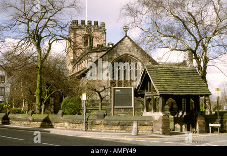 Cheshire Stockport Cheadle Saint Marys chiesa parrocchiale porta lych Foto Stock