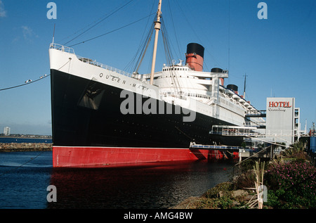 Queen Mary nave e hotel Queen Mary Seaport, Long Beach, California, Stati Uniti d'America Foto Stock