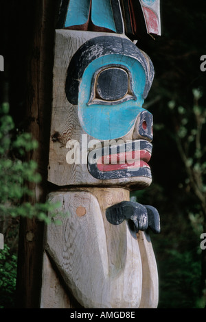 Alaska, Sitka, Totem pole, Sitka National Historic Park Foto Stock