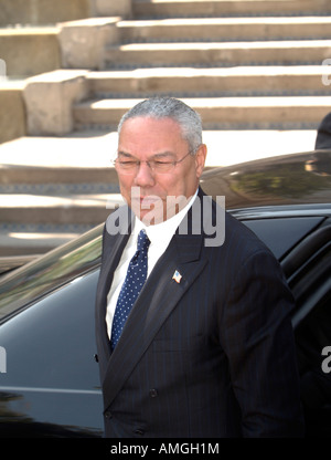Il Segretario di Stato statunitense Colin Powell incontra il Presidente messicano Vicente Fox Quesada a Miguel Aleman residence Foto Stock