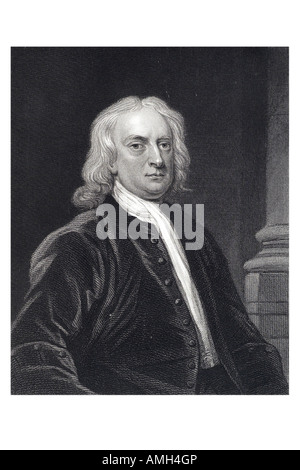 Sir Isaac Newton 1642 1727 fisico inglese, astronomo matematico e filosofo naturale alchemist teologo. Philosophiae Na Foto Stock
