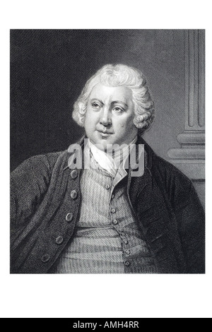 SIR RICHARD ARKWRIGHT 1732 al 1792 industriale inglese inventore meccanica telaio di filatura del cotone acqua Cromford mill, Derbysh Foto Stock