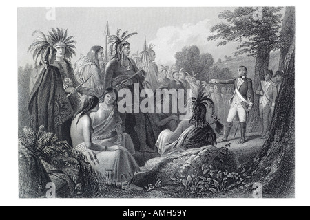 Generale indirizzamento Burgoyne Indian 1723 1792 generale inglese il drammaturgo Gentlemam Johnny America US Stati Uniti rinuncia Sara Foto Stock