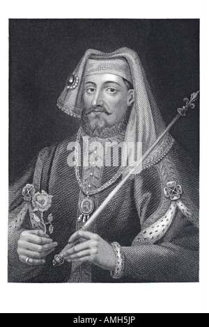 Il re Enrico IV Inghilterra 1367 1413 azienda scettro Tudor Rose Francia Lord Bolingbroke Irlanda Foto Stock