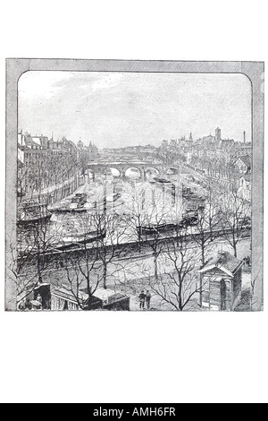 Senna Boulevard Henri IV 4 Francais République francaise Francia Franco francese parigino Parigi river bridge Foto Stock