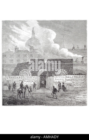 1860 ultimo rimane flotta famigerato carcere Farringdon Street fiume Camera Star disprezzo della corte debitore rovina demolire cancellare rimuover Foto Stock