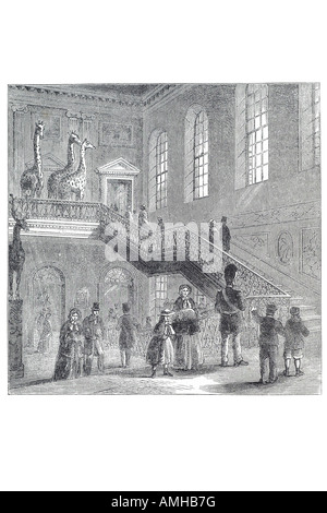 1830 Montagu Montague house Great Russell Street Bloomsbury scalone Giraffe House Museum città urban royal London maggiore Foto Stock