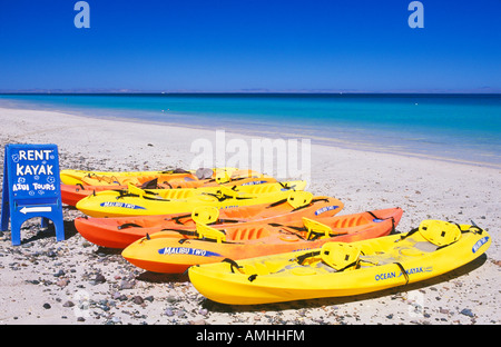 Messico, Baja California Sur, La Paz, Playa El Tecolote e kayak Foto Stock