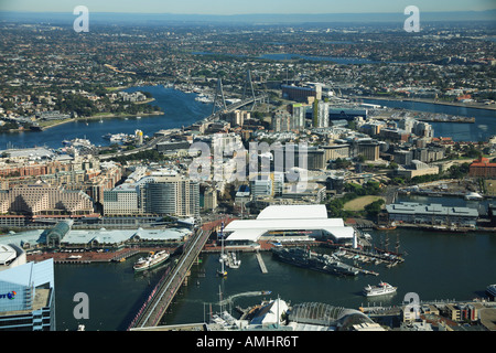 Vista di australiano Muesum Marittima del Porto di Darling dalla Torre di Sydney Australia Foto Stock