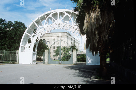Ingresso a Louis Armstrong Memorial Park, Dumaine Street, New Orleans, Louisiana, Stati Uniti d'America Foto Stock