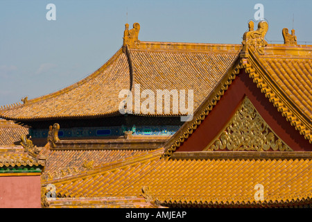 Dettagli architettonici della Città Proibita di Pechino CINA Foto Stock