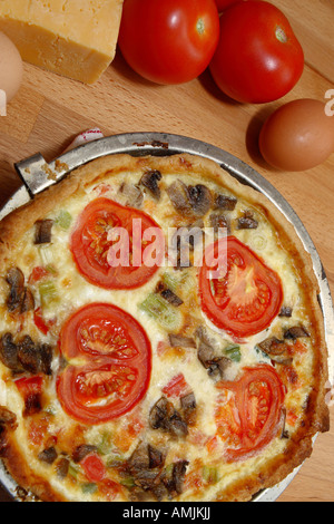 Sformatino di fatti in casa con pomodoro formaggio e uova Foto Stock