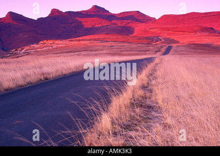 Sunrise sui monti rossi, Golden Gate Highlands Nat. Park, Sud Africa Foto Stock