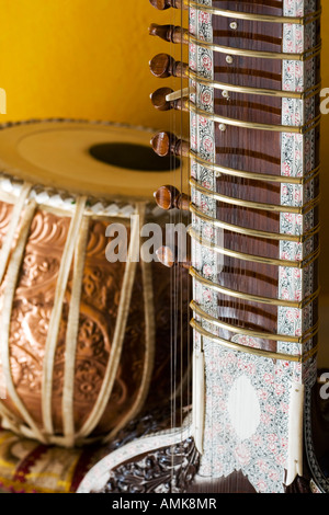 Classica indiana strumenti musicali sitar tabla Foto Stock