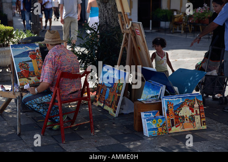 L'artista di strada Piazza IX Aprile Taormina Sicilia Foto Stock