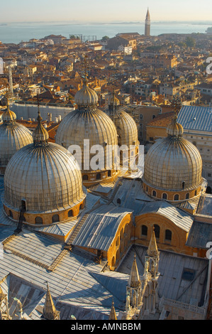 Venezia Italia. Arial vista della basilica di San Marco Foto Stock