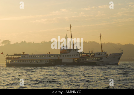 ISTANBUL. Traghetto sul Bosforo sul Golden Horn, con il palazzo di Topkapi dietro. 2007. Foto Stock