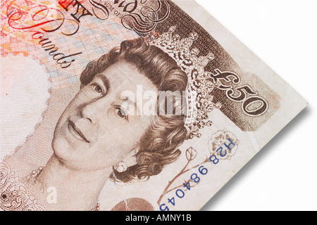 Valuta britannica cinquanta pound nota Foto Stock