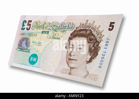Britisch cinque Valuta Sterlina britannica Foto Stock