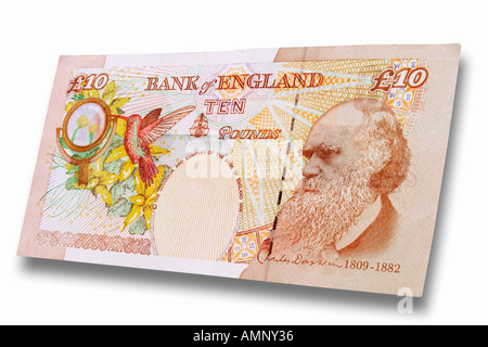 Valuta britannica banconote dieci British Pound, close-up Foto Stock