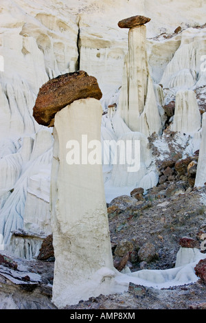 Wahweap Hoodoo Toadstoool Gosts bianca scalinata di pietra calcarea Escalante monumento nazionale USA Utah Foto Stock