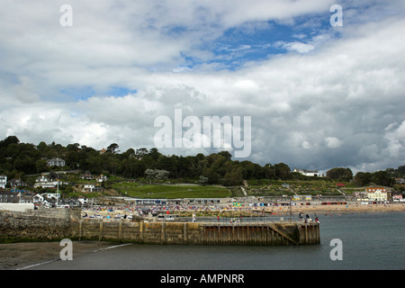 Il lungomare di Lyme Regis sulla costa sud occidentale di Dorset, visto dal Cobb. Foto Stock
