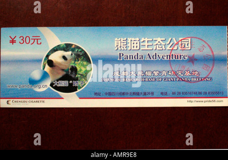 Biglietto di Chengdu Research Base del Panda Gigante allevamento Chengdu Cina occidentale Foto Stock