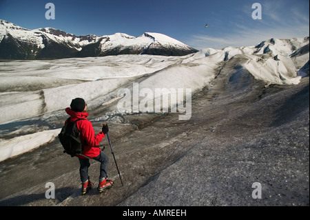 Stati Uniti d'America, Alaska, passaggio interno, Juneau, Tongass National Forest, Taku Glacier, ghiacciaio Heli-Walk (modello rilasciato) Foto Stock