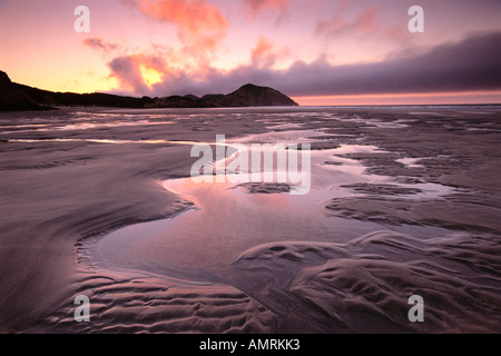 Wharariki Beach Golden Bay, Farewell Spit, Capo addio, Isola del Sud, Nuova Zelanda Foto Stock