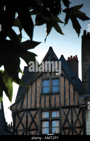 Place Plumereau, Le Vieux Tours, graticcio edifici medievali, Tours, Francia Foto Stock