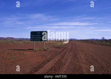 Cartello stradale in Western Australian Outback Foto Stock