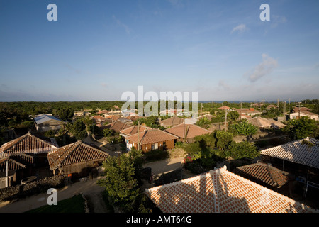 Quartiere residenziale in Isola di Taketomi Prefettura di Okinawa in Giappone Foto Stock