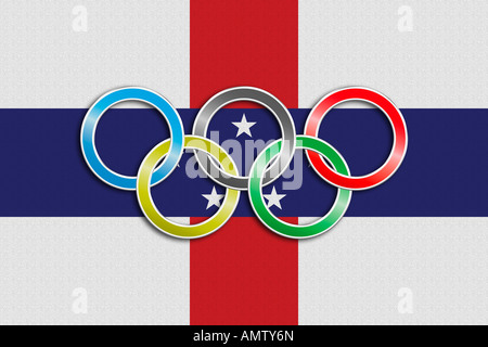 Bandiera delle Antille olandesi con simbolo olimpico Foto Stock