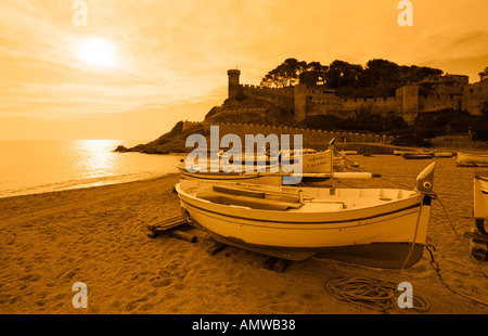 Sunset Tossa de Mar Costa Brava Spagna Foto Stock