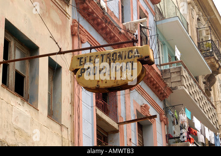 Electronica segno provinciale nella Habana Vieja Cuba Foto Stock