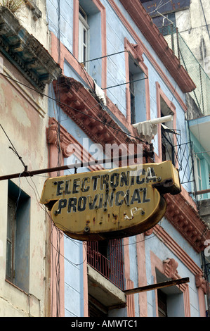 Electronica segno provinciale nella Habana Vieja Cuba Foto Stock