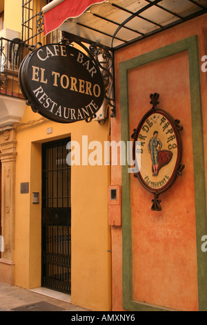 Segni di El Torero Cafe Ronda Spagna Foto Stock