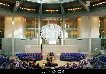 Camera complessivo del Parlamento, il Bundestag, il palazzo del Reichstag di Berlino, Germania Foto Stock