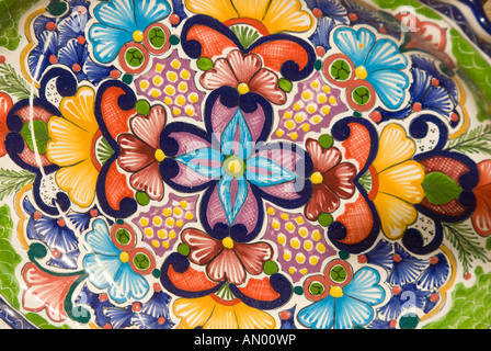 Messico Baja California Todos Santos arte close up dettaglio di artistica piastra in ceramica Foto Stock