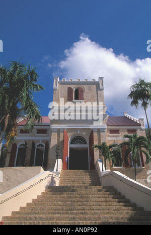 St Thomas USVI Charlotte Amalie Federico chiesa luterana di attrazione turistica e storica pietra miliare Foto Stock