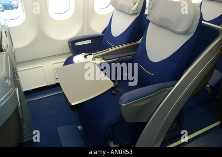 Airbus A340 600 Sitze Business Class Kabine Passagier Lufthansa Foto Stock