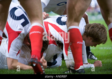 Crollato inglese scrum durante il Galles Inghilterra corrispondono al Millennium Stadium il 17 marzo 2007 Foto Stock