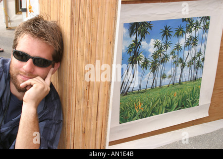 Miami Beach Florida, 73rd Street e Collins Avenue, Miami Beach, sabbia, surf, Festival of the Arts, venditore venditori venditori venditori, bancarelle stand commerciante Foto Stock