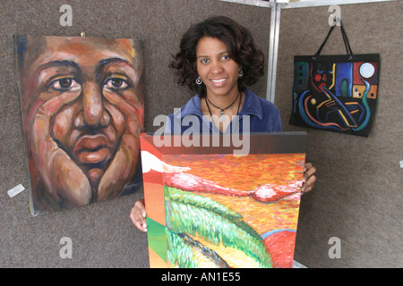 Miami Beach Florida, 73rd Street e Collins Avenue, Miami Beach, sabbia, surf, Festival of the Arts, venditore venditori venditori venditori, bancarelle stand commerciante Foto Stock