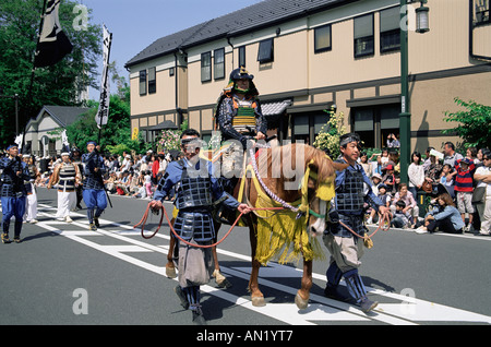 Giappone, Kanagawa, Odawara, Giapponese Warriors processione Festival Foto Stock